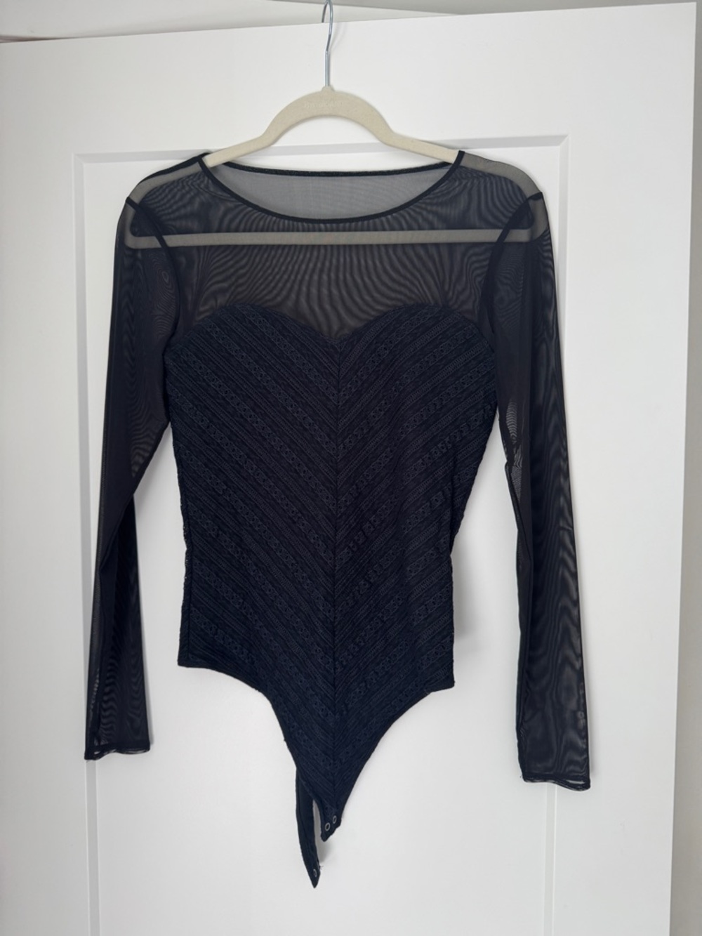 Abercrombie Black Long-Sleeve Sheer Mesh Bodysuit NWOT
